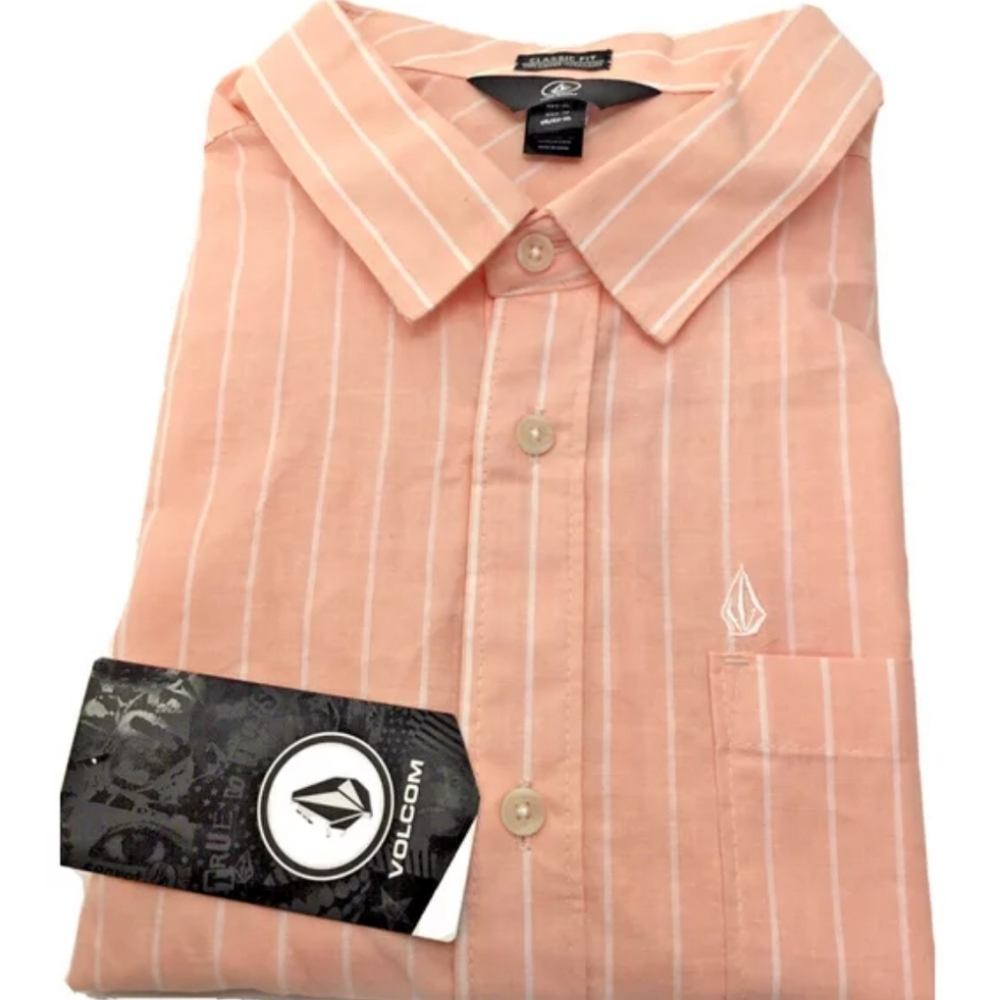 Volcom Men's Rilee Button Up Short Sleeve Shirt, Barbados, Size XLarge